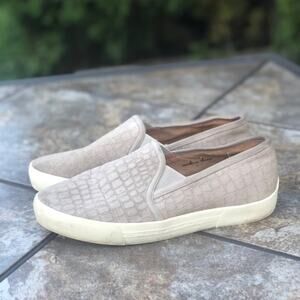 Joie Huxley Light Gray Croc Embossed Suede Sneakers Sz 7.5